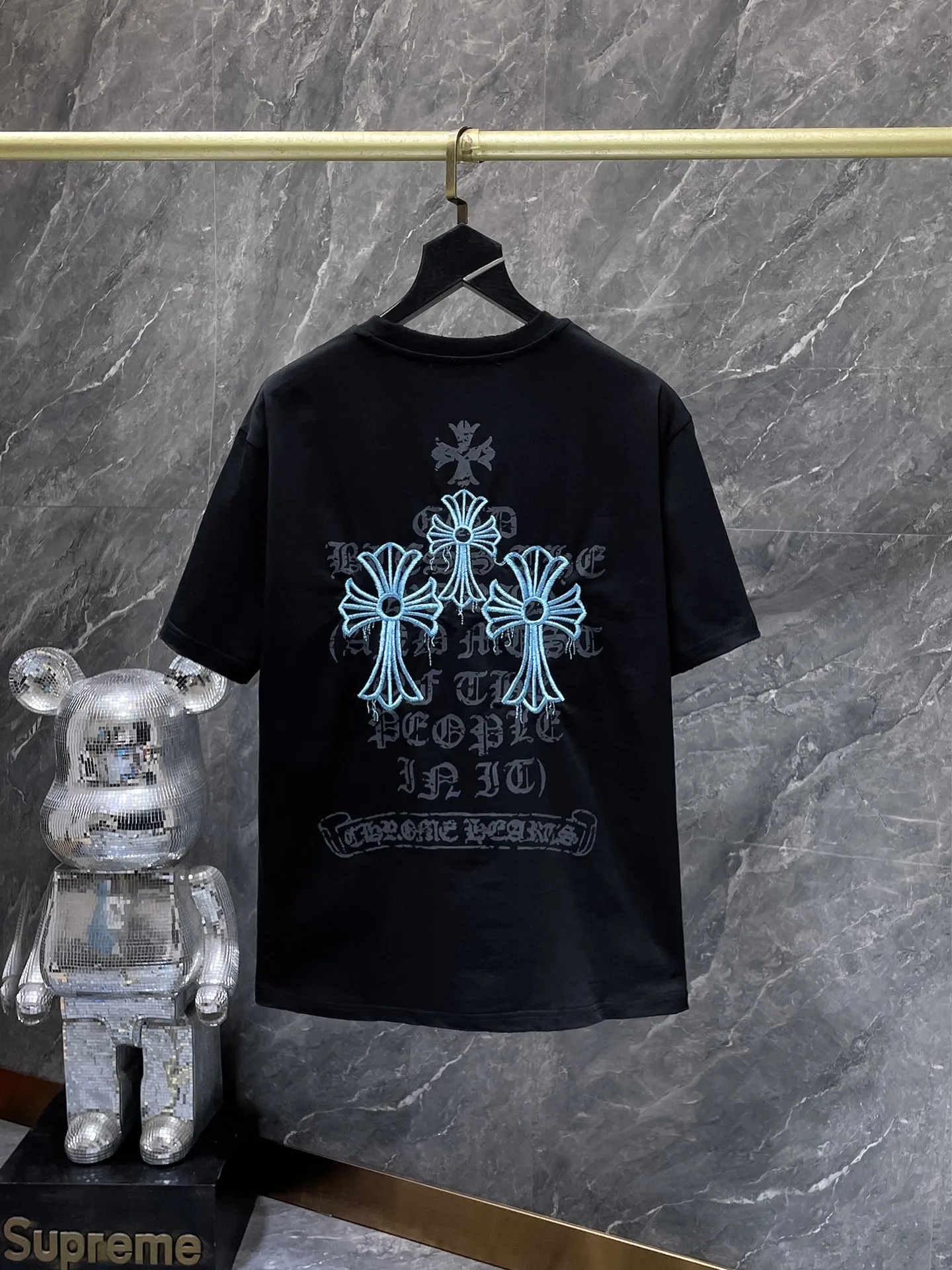 P150 New for summer Chrome Hearts 25ss silicone lettering film version High gram weight environmentally friendly high-quality top-grade fabric 280g Heavy cross embroidery hand-made frayed short sleeves Counter synchronization 1:1 replica version Recommended color: black white Size: S, M, L, XL
